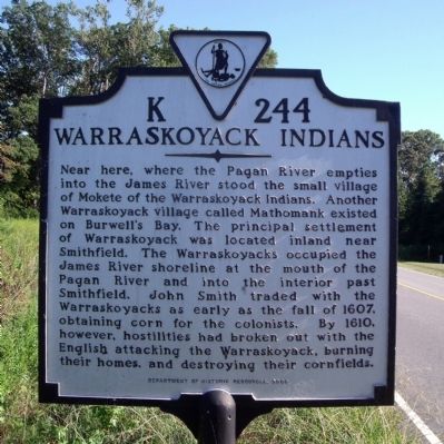 Warraskoyack Indians Marker image. Click for full size.