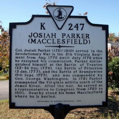 Josiah Parker Marker image. Click for full size.