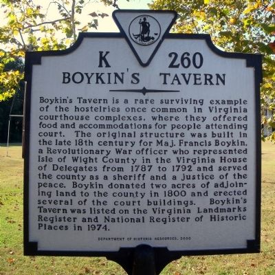 Boykin's Tavern Marker image. Click for full size.