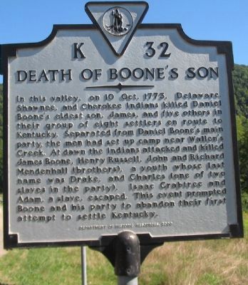 Death of Boone's Son Marker. Click for full size. Death of Boone's Son Marker image. Click for full size.