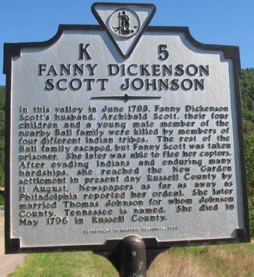 Fanny Dickenson Scott Johnson Marker image. Click for full size.