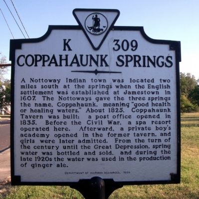 Coppahaunk Springs Marker image. Click for full size.