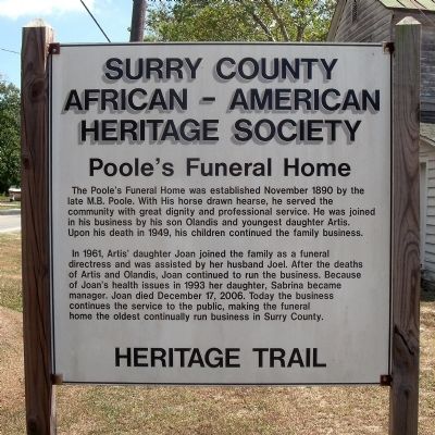 Poole’s Funeral Home Marker image. Click for full size.