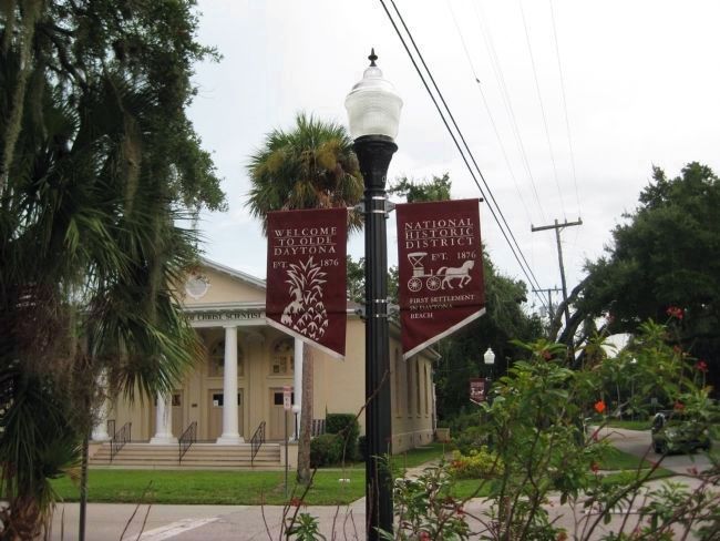 Historic District Lamp Post (with Church in background) image. Click for full size.