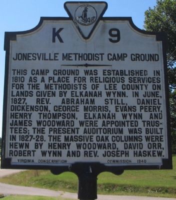 Jonesville Methodist Camp Ground Marker. Click for full size. Jonesville Methodist Camp Ground Marker image. Click for full size.