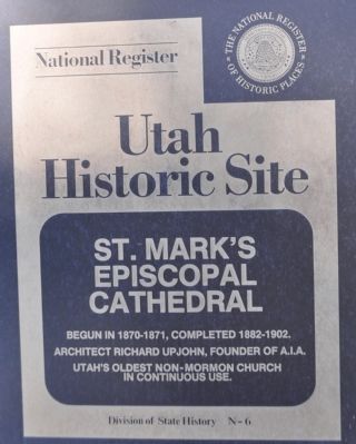 St. Mark's Episcopal Cathedral Marker. Click for full size. St. Mark's Episcopal Cathedral Marker image. Click for full size.