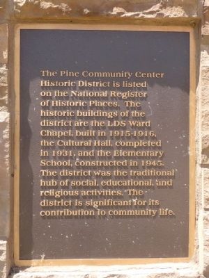 The Pine Community Center Historic District Marker image. Click for full size.