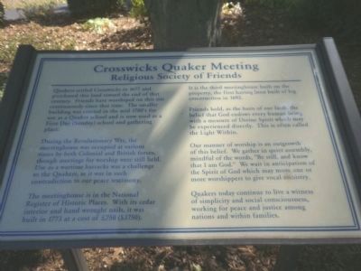 Crosswicks Quaker Meeting Marker image. Click for full size.