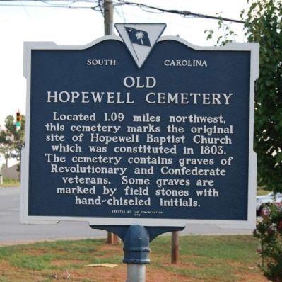 Old Hopewell Cemetery Marker. Click for full size. Old Hopewell Cemetery Marker image. Click for full size.