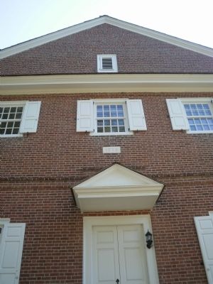 Side (west) view of Crosswicks Friends Meeting House - 1773 over door image. Click for full size.