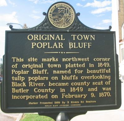 Original Town Poplar Bluff Marker image. Click for full size.