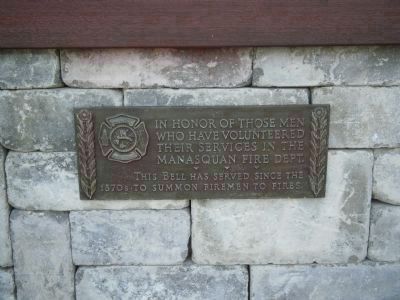 Manasquan Fire Bell Marker located below bell image. Click for full size.