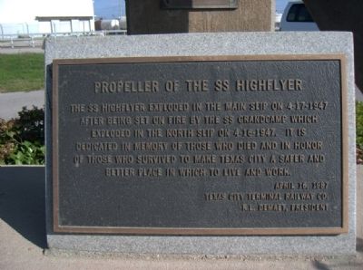 Marker describing the propeller of the SS High Flyer image. Click for full size.