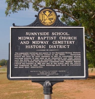 Sunnyside School, Midway Baptist Church and Midway Cemetery Historic District Marker image. Click for full size.