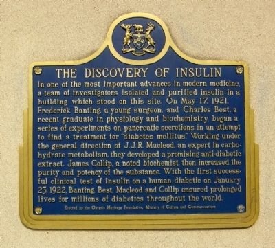 The Discovery of Insulin Marker. Click for full size. The Discovery of Insulin Marker image. Click for full size.