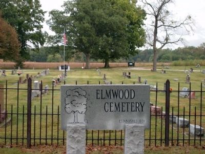 Romney Veterans Memorial Marker -and- Elmwood Cemetery Sign image. Click for full size.