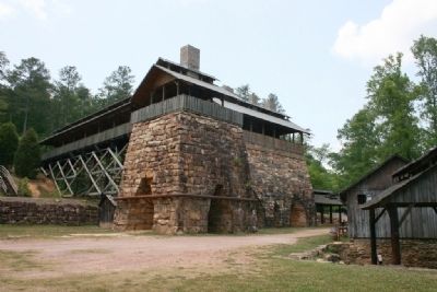 Tannehill Ironworks Furnaces #1, 2, and 3 and blower house on the right. image. Click for full size.