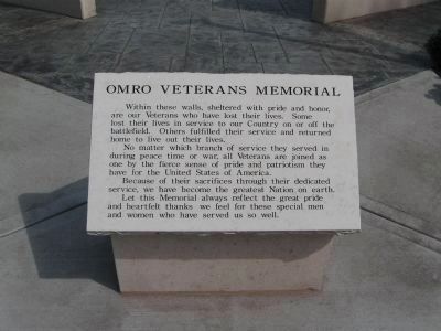 Omro Veterans Memorial Marker image. Click for full size.