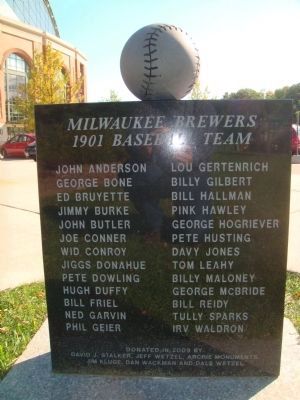 Milwaukee Brewers 1901 Baseball Team - Back of Marker image. Click for full size.