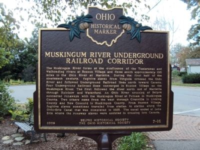 Muskingum River Underground Railroad Corridor Marker image. Click for full size.