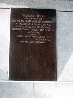 Panel One - - Tippecanoe Battlefield Memorial Marker image. Click for full size.