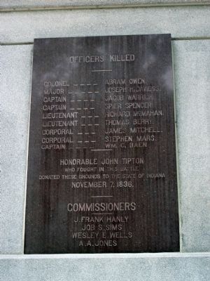 Panel Three - - Tippecanoe Battlefield Memorial Marker image. Click for full size.