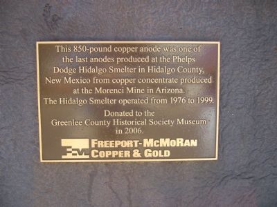 Phelps Dodge Hidalgo Smelter Marker image. Click for full size.