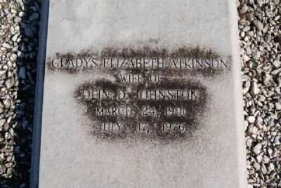 Gladys Elizabeth Atkinson Tombstone<br>Barkers Creek Baptist Church Cemetery image. Click for full size.