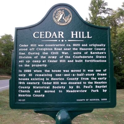 Cedar Hill Marker image. Click for full size.