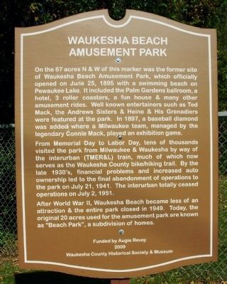 Waukesha Beach Amusement Park Marker image. Click for full size.