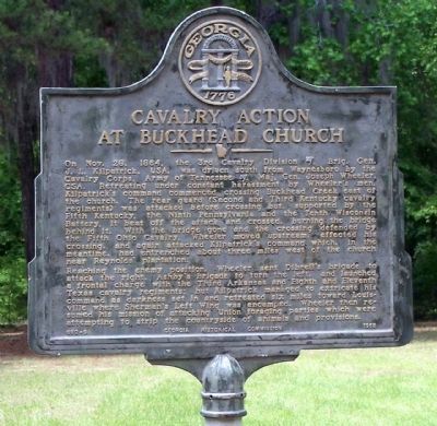 Cavalry Action at Buckhead Church Marker image. Click for full size.