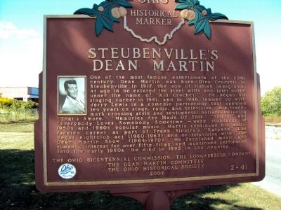 Steubenville's Dean Martin Marker image. Click for full size.