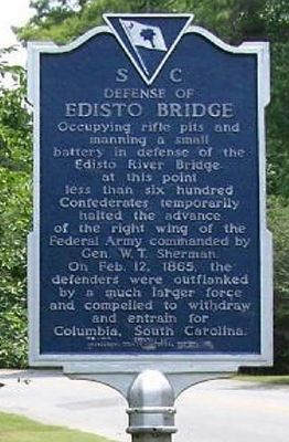 Defense of Edisto Bridge Marker image. Click for full size.