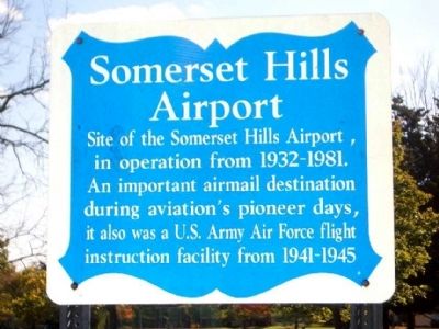 Site of the Former Basking Ridge Airport Marker image. Click for full size.