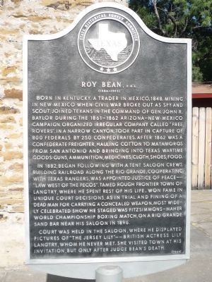 Roy Bean<small>, C. S. A.</small> Marker image. Click for full size.