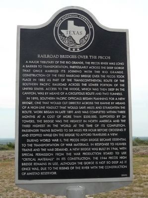 Railroad Bridges Over the Pecos Marker. Click for full size. Railroad Bridges Over the Pecos Marker image. Click for full size.