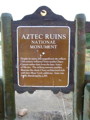 Aztec Ruins National Monument Marker image. Click for full size.