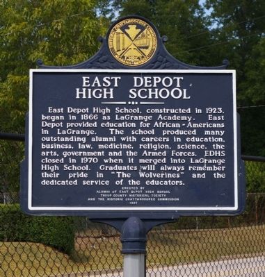 East Depot High School Marker image. Click for full size.