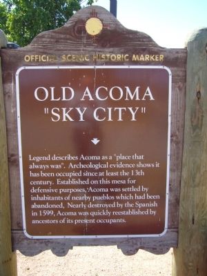 Old Acoma "Sky City" Marker image. Click for full size.