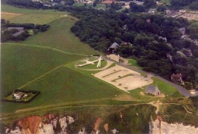 Aerial view including the monument and the church image. Click for full size.