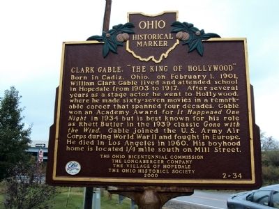 Historic Hopedale / Clark Gable, "The King of Hollywood" Marker image. Click for full size.