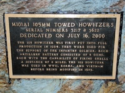 M101A1 105mm Towed Howitzers Marker. Click for full size. M101A1 105mm Towed Howitzers Marker image. Click for full size.