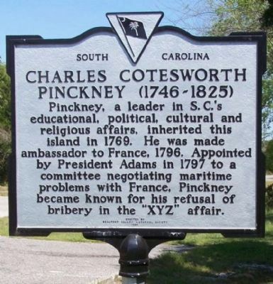 Charles Cotesworth Pinckney Marker, reverse side image. Click for full size.