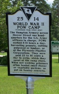 World War II POW Camp Marker, reverse side image. Click for full size.