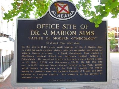 Office Site of Dr. J. Marion Sims Marker image. Click for full size.