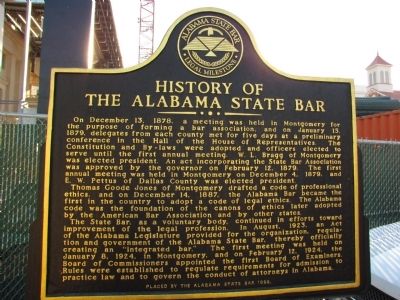 History of the Alabama State Bar Marker image. Click for full size.