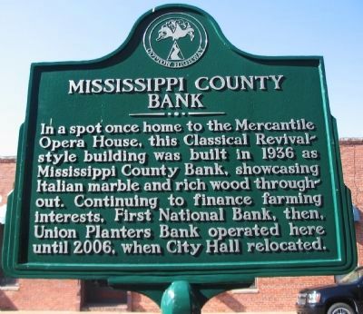 Mississippi County Bank Marker image. Click for full size.