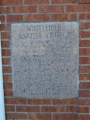 Whitefield Baptist Church -<br>Fifth Sanctuary<br>Cornerstone. Click for full size. Whitefield Baptist Church -<br>Fifth Sanctuary<br>Cornerstone image. Click for full size.