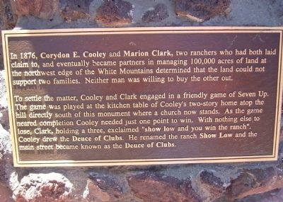 "show low and you win the ranch". Marker. Click for full size. "show low and you win the ranch". Marker image. Click for full size.