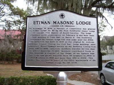 Etiwan Masonic Lodge Marker image. Click for full size.